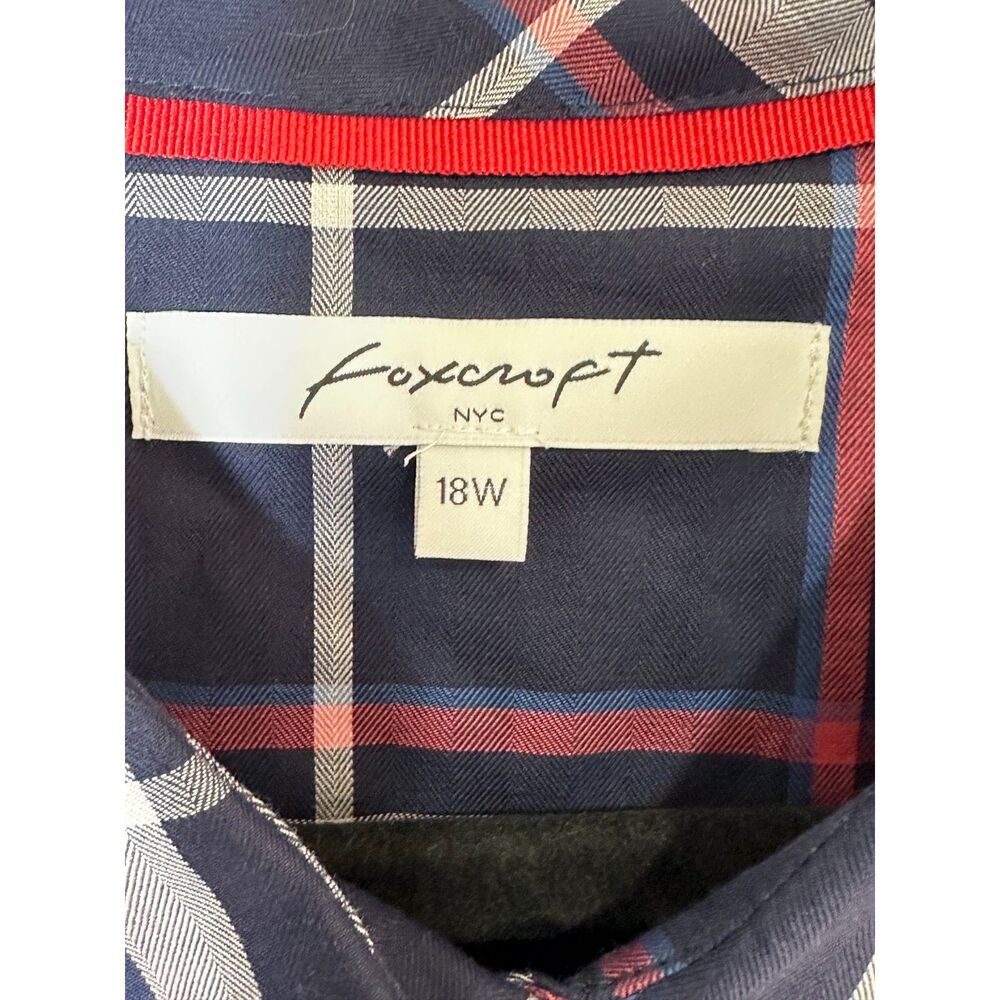 Foxcroft Womens Plus Size 18W Long Sleeve Cici Herringbone Plaid Tunic Shirt NWT - Picture 2 of 6